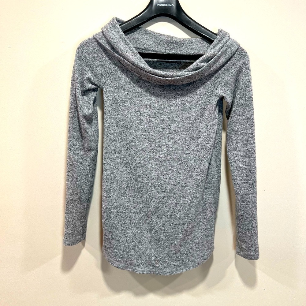 Abercrombie & Fitch Women’s Grey Cowl Neck Off The Shoulder Sweater Size XS
